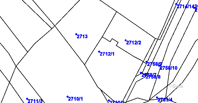 Parcela st. 2712/1 v KÚ Buchlovice, Katastrální mapa