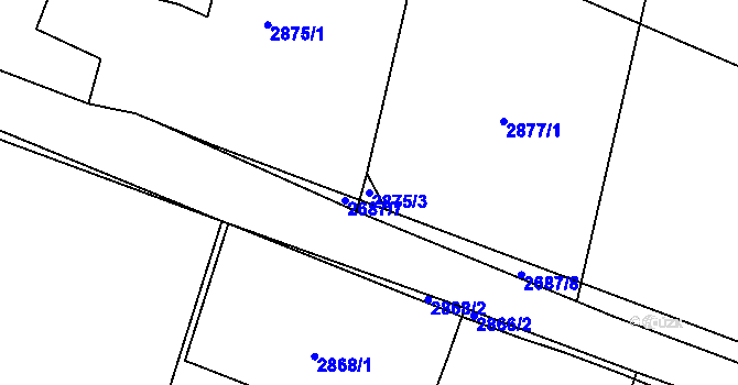 Parcela st. 2875/3 v KÚ Buchlovice, Katastrální mapa