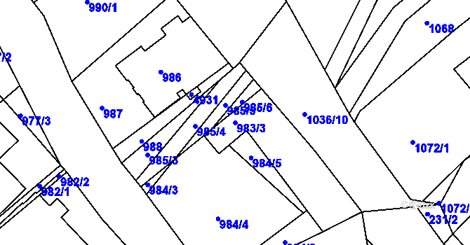 Parcela st. 983/3 v KÚ Buchlovice, Katastrální mapa