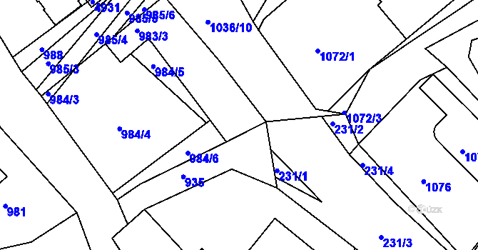 Parcela st. 983/5 v KÚ Buchlovice, Katastrální mapa