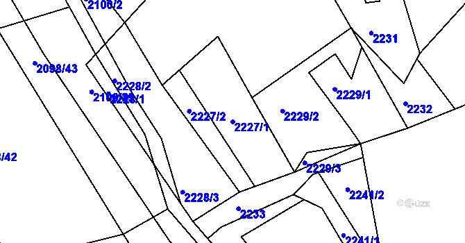 Parcela st. 2227/1 v KÚ Buchlovice, Katastrální mapa