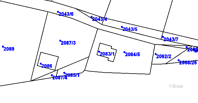 Parcela st. 2083/1 v KÚ Buchlovice, Katastrální mapa