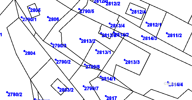Parcela st. 2813/1 v KÚ Buchlovice, Katastrální mapa
