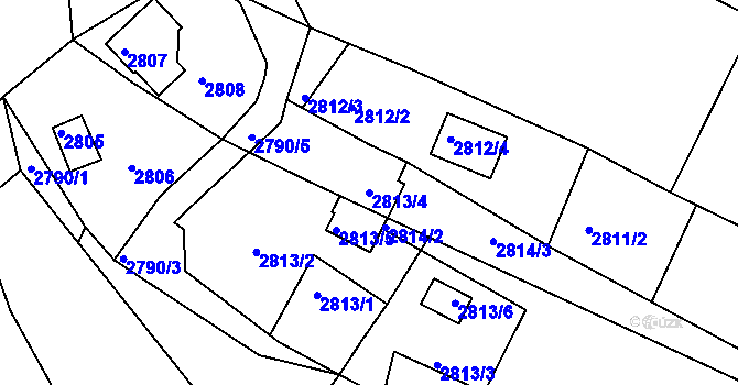 Parcela st. 2813/4 v KÚ Buchlovice, Katastrální mapa