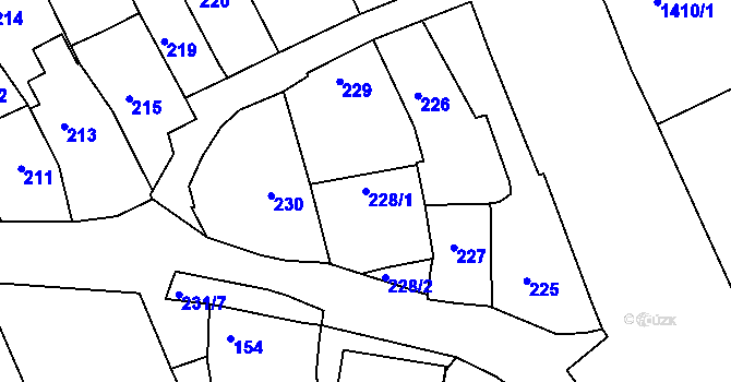 Parcela st. 228/1 v KÚ Buchlovice, Katastrální mapa