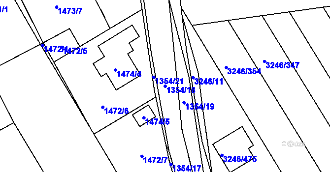 Parcela st. 1354/18 v KÚ Buchlovice, Katastrální mapa