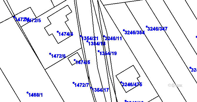 Parcela st. 1354/19 v KÚ Buchlovice, Katastrální mapa