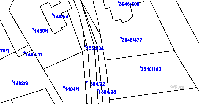 Parcela st. 1354/37 v KÚ Buchlovice, Katastrální mapa