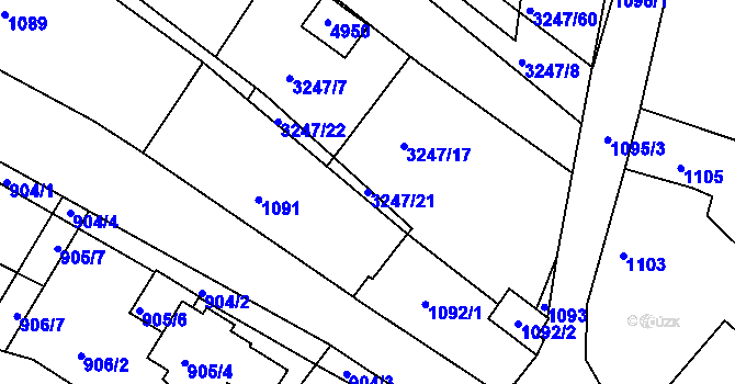 Parcela st. 3247/21 v KÚ Buchlovice, Katastrální mapa