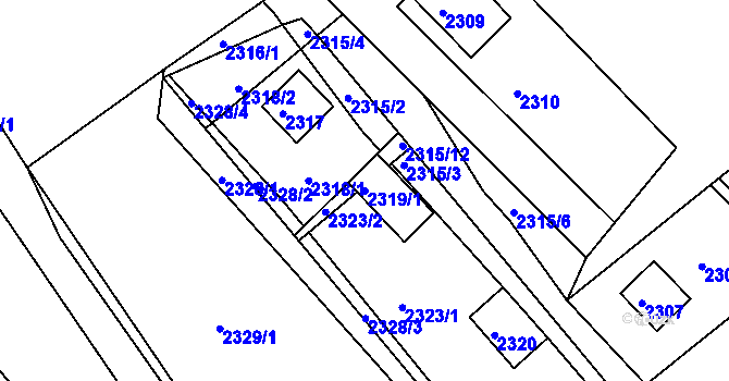 Parcela st. 2319/1 v KÚ Buchlovice, Katastrální mapa