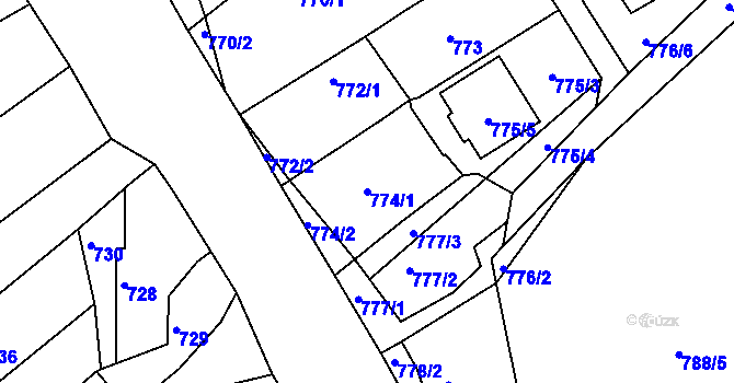 Parcela st. 774/1 v KÚ Buchlovice, Katastrální mapa