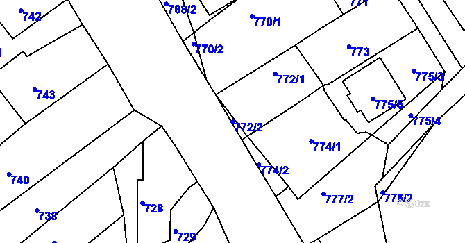 Parcela st. 772/2 v KÚ Buchlovice, Katastrální mapa