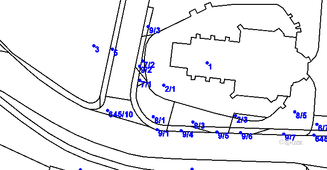 Parcela st. 2/1 v KÚ Buchlovice, Katastrální mapa