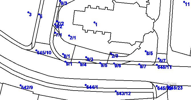Parcela st. 2/2 v KÚ Buchlovice, Katastrální mapa