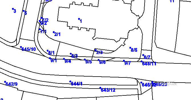 Parcela st. 2/3 v KÚ Buchlovice, Katastrální mapa