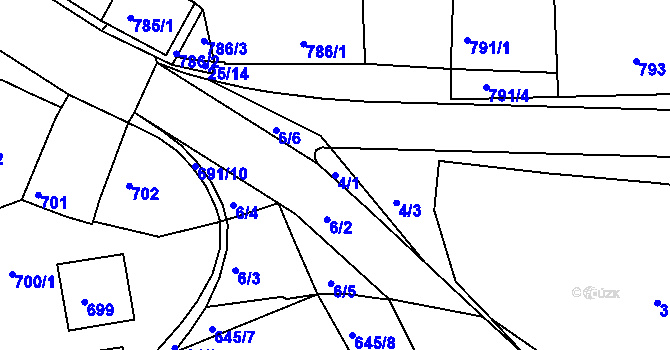 Parcela st. 4/1 v KÚ Buchlovice, Katastrální mapa