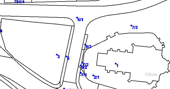 Parcela st. 9/3 v KÚ Buchlovice, Katastrální mapa