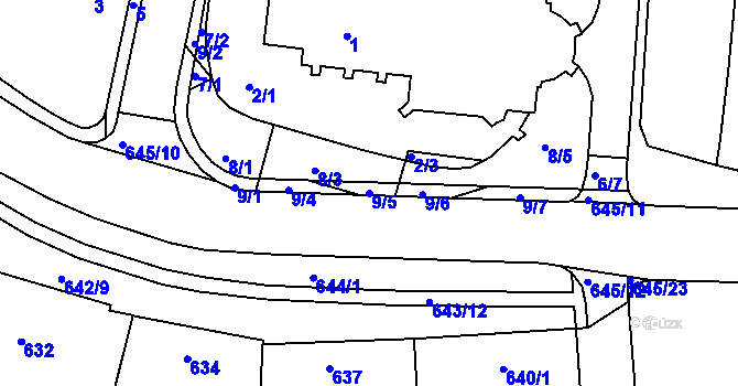 Parcela st. 9/5 v KÚ Buchlovice, Katastrální mapa
