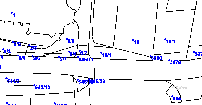 Parcela st. 10/1 v KÚ Buchlovice, Katastrální mapa