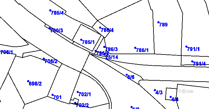 Parcela st. 25/14 v KÚ Buchlovice, Katastrální mapa