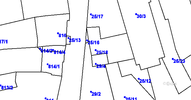 Parcela st. 25/18 v KÚ Buchlovice, Katastrální mapa