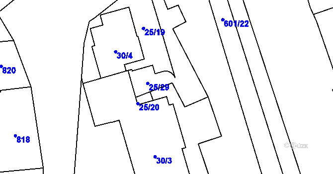 Parcela st. 25/21 v KÚ Buchlovice, Katastrální mapa
