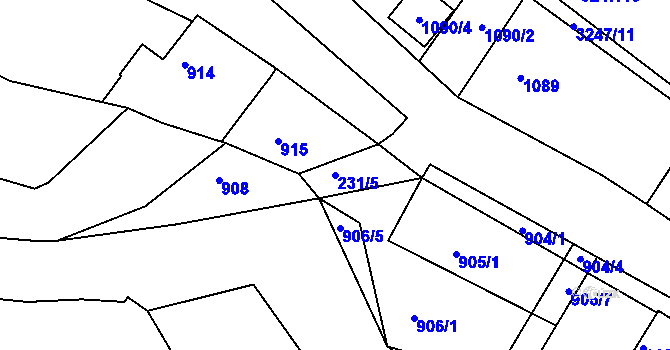 Parcela st. 231/5 v KÚ Buchlovice, Katastrální mapa
