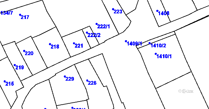 Parcela st. 231/8 v KÚ Buchlovice, Katastrální mapa