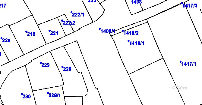 Parcela st. 231/9 v KÚ Buchlovice, Katastrální mapa
