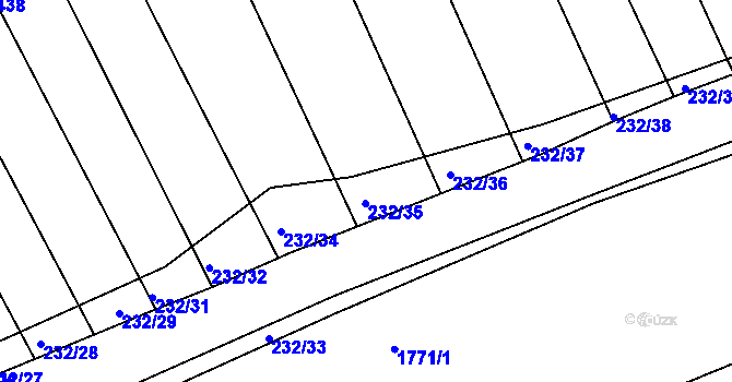 Parcela st. 232/35 v KÚ Buchlovice, Katastrální mapa