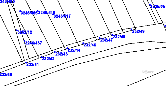 Parcela st. 232/46 v KÚ Buchlovice, Katastrální mapa