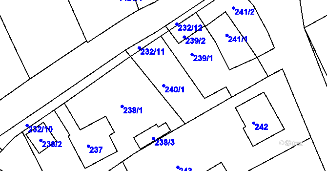 Parcela st. 240/1 v KÚ Buchlovice, Katastrální mapa