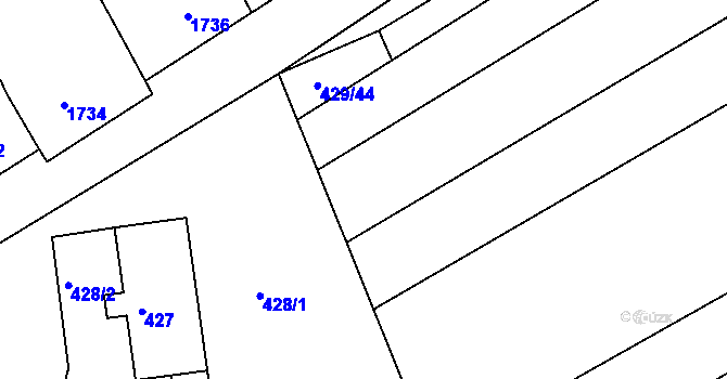 Parcela st. 429/46 v KÚ Buchlovice, Katastrální mapa