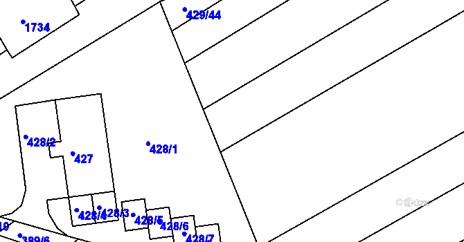 Parcela st. 429/47 v KÚ Buchlovice, Katastrální mapa