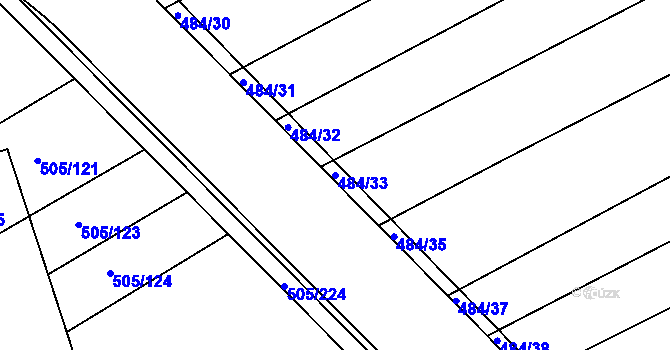 Parcela st. 484/33 v KÚ Buchlovice, Katastrální mapa