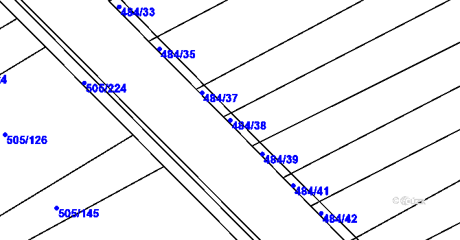 Parcela st. 484/38 v KÚ Buchlovice, Katastrální mapa