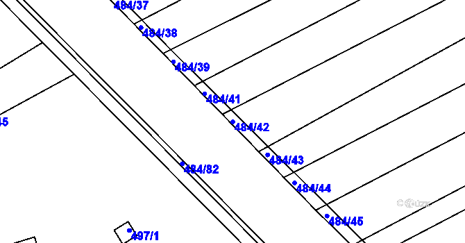 Parcela st. 484/42 v KÚ Buchlovice, Katastrální mapa