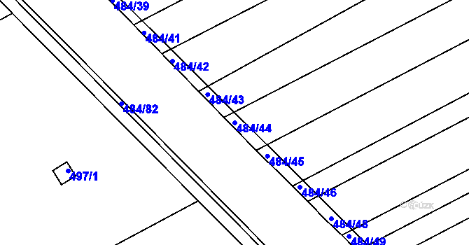 Parcela st. 484/44 v KÚ Buchlovice, Katastrální mapa