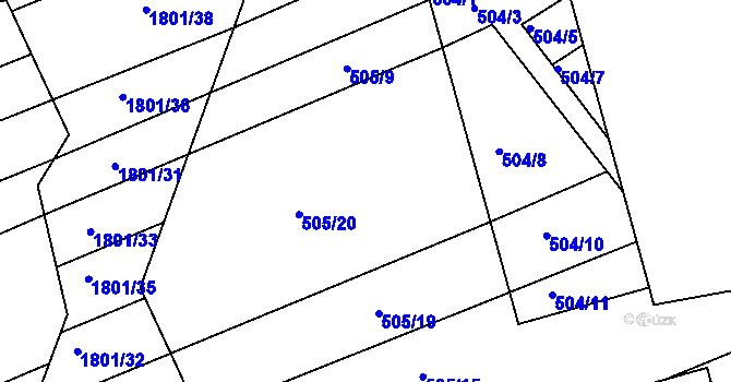 Parcela st. 505/18 v KÚ Buchlovice, Katastrální mapa