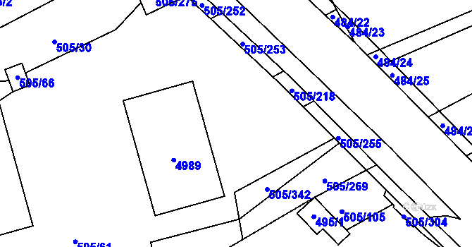 Parcela st. 505/53 v KÚ Buchlovice, Katastrální mapa