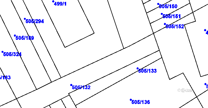 Parcela st. 505/130 v KÚ Buchlovice, Katastrální mapa