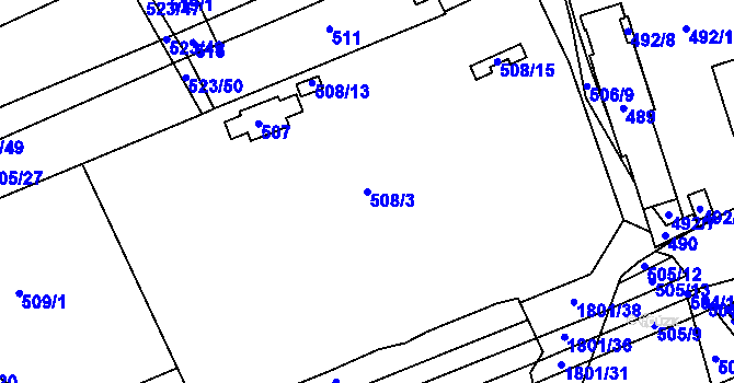 Parcela st. 508/3 v KÚ Buchlovice, Katastrální mapa