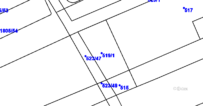 Parcela st. 519/1 v KÚ Buchlovice, Katastrální mapa