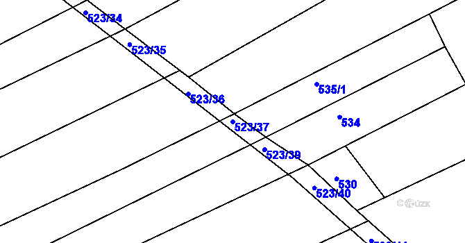 Parcela st. 523/37 v KÚ Buchlovice, Katastrální mapa