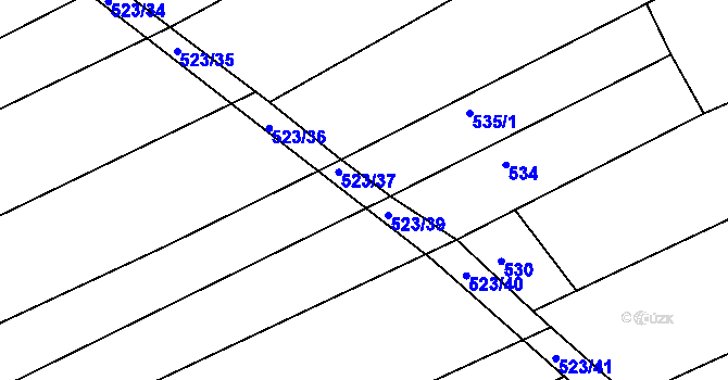 Parcela st. 523/38 v KÚ Buchlovice, Katastrální mapa