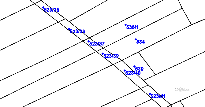 Parcela st. 523/39 v KÚ Buchlovice, Katastrální mapa