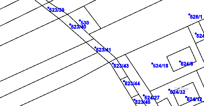 Parcela st. 523/42 v KÚ Buchlovice, Katastrální mapa