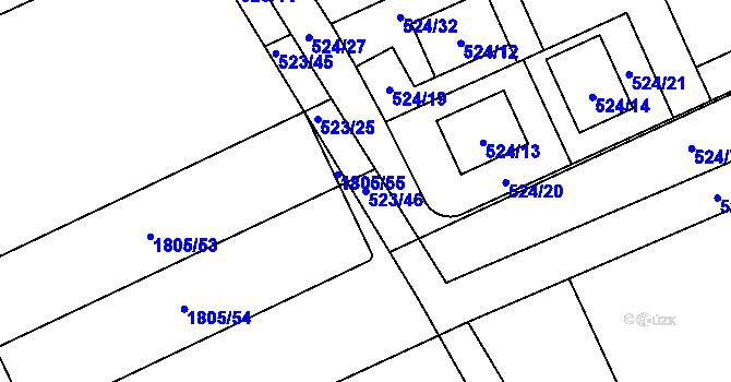 Parcela st. 523/46 v KÚ Buchlovice, Katastrální mapa