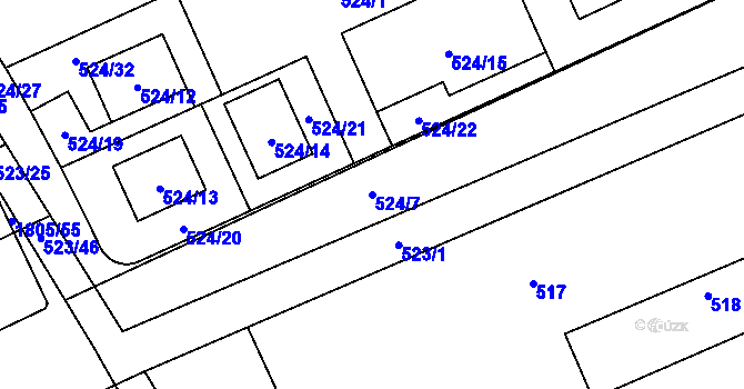 Parcela st. 524/7 v KÚ Buchlovice, Katastrální mapa