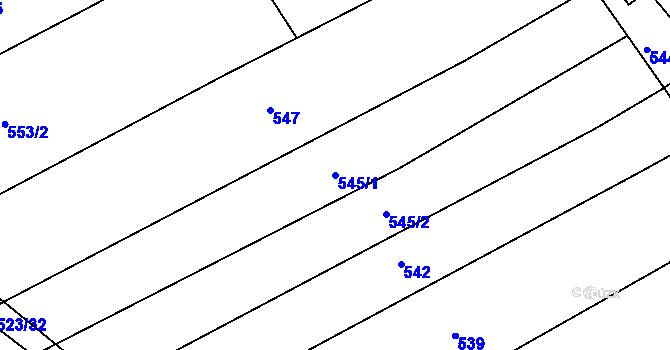 Parcela st. 545/1 v KÚ Buchlovice, Katastrální mapa